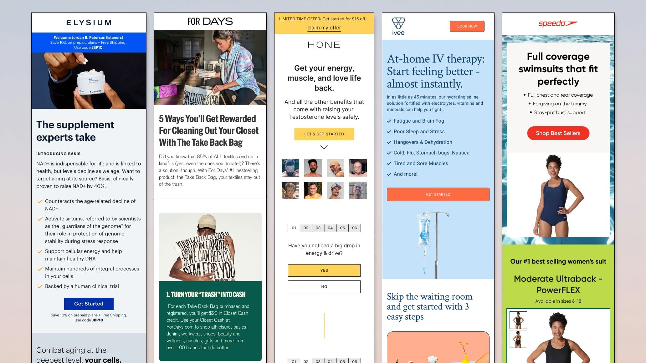 Collection of mobile views of high performing landing pages